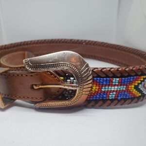 Vintage Eddie Bauer Leather Beaded Belt